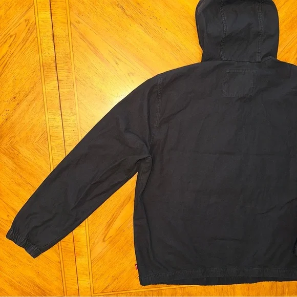 Levis Denim Pullover Hoodie Jacket Men’s Size XL Navy Y2K 1/2 Zip Logo Sleeves - Picture 14 of 15